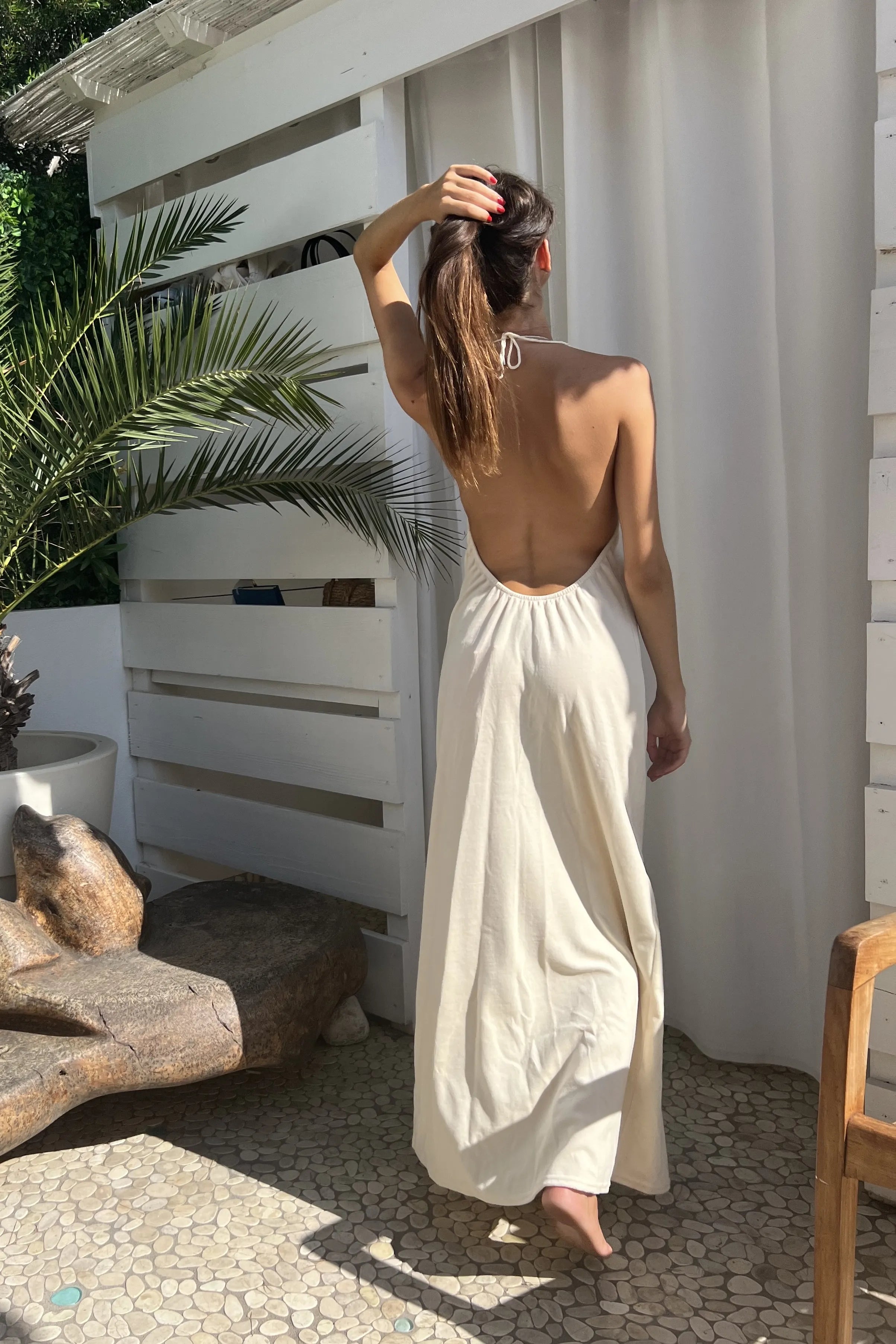 Robe Dos Nu Monica en velours éponge