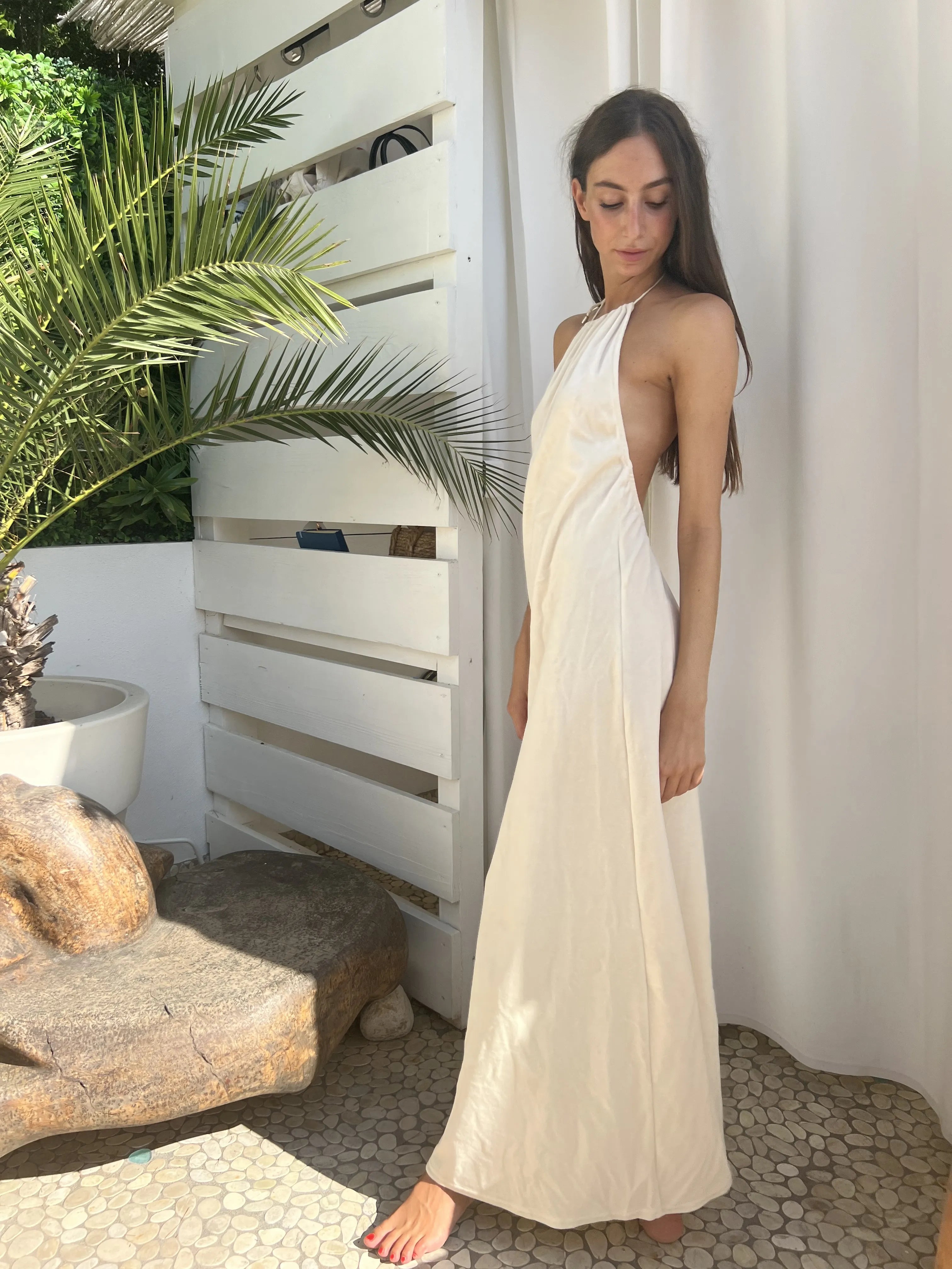 Robe Dos Nu Monica en velours éponge