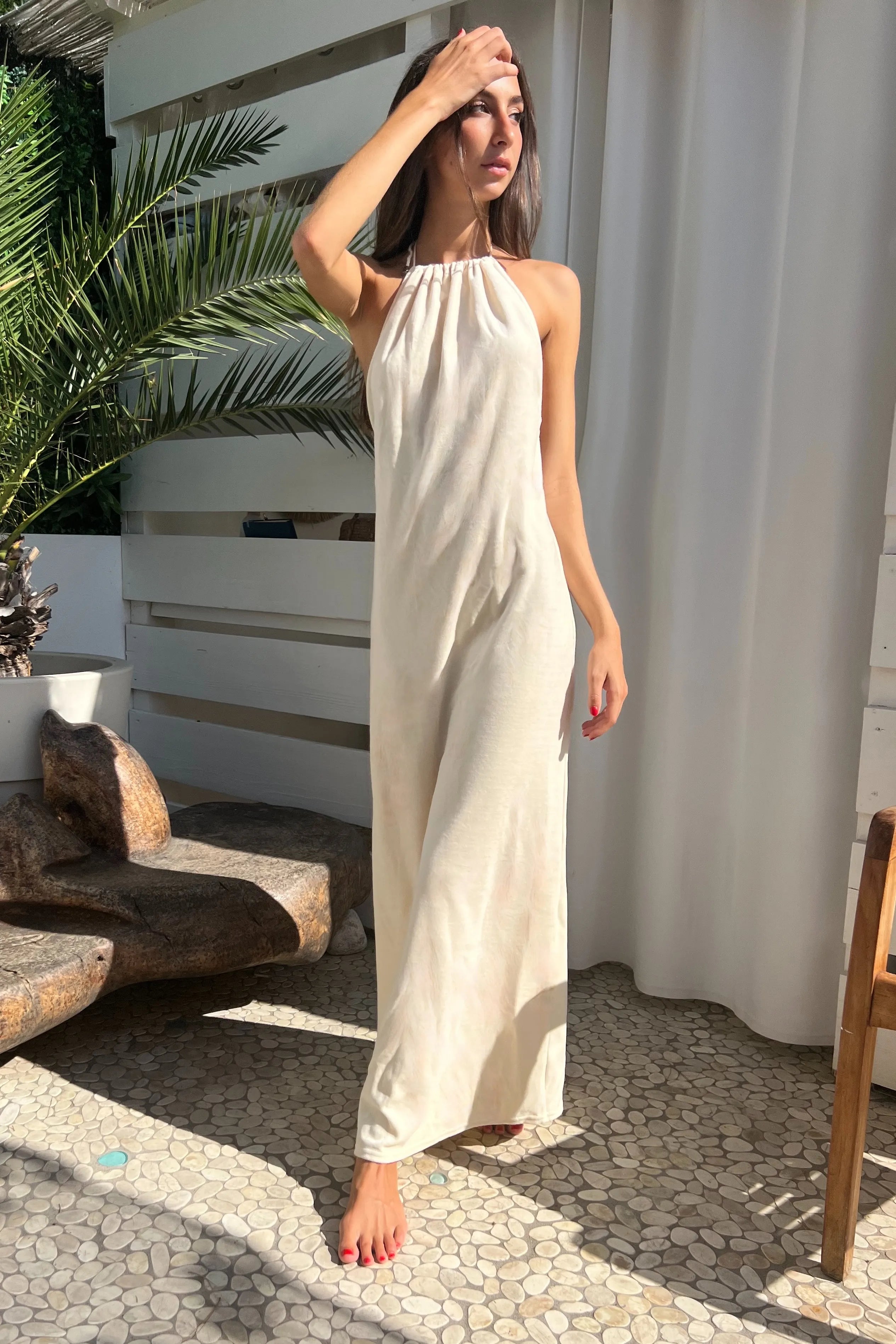 Robe Dos Nu Monica en velours éponge