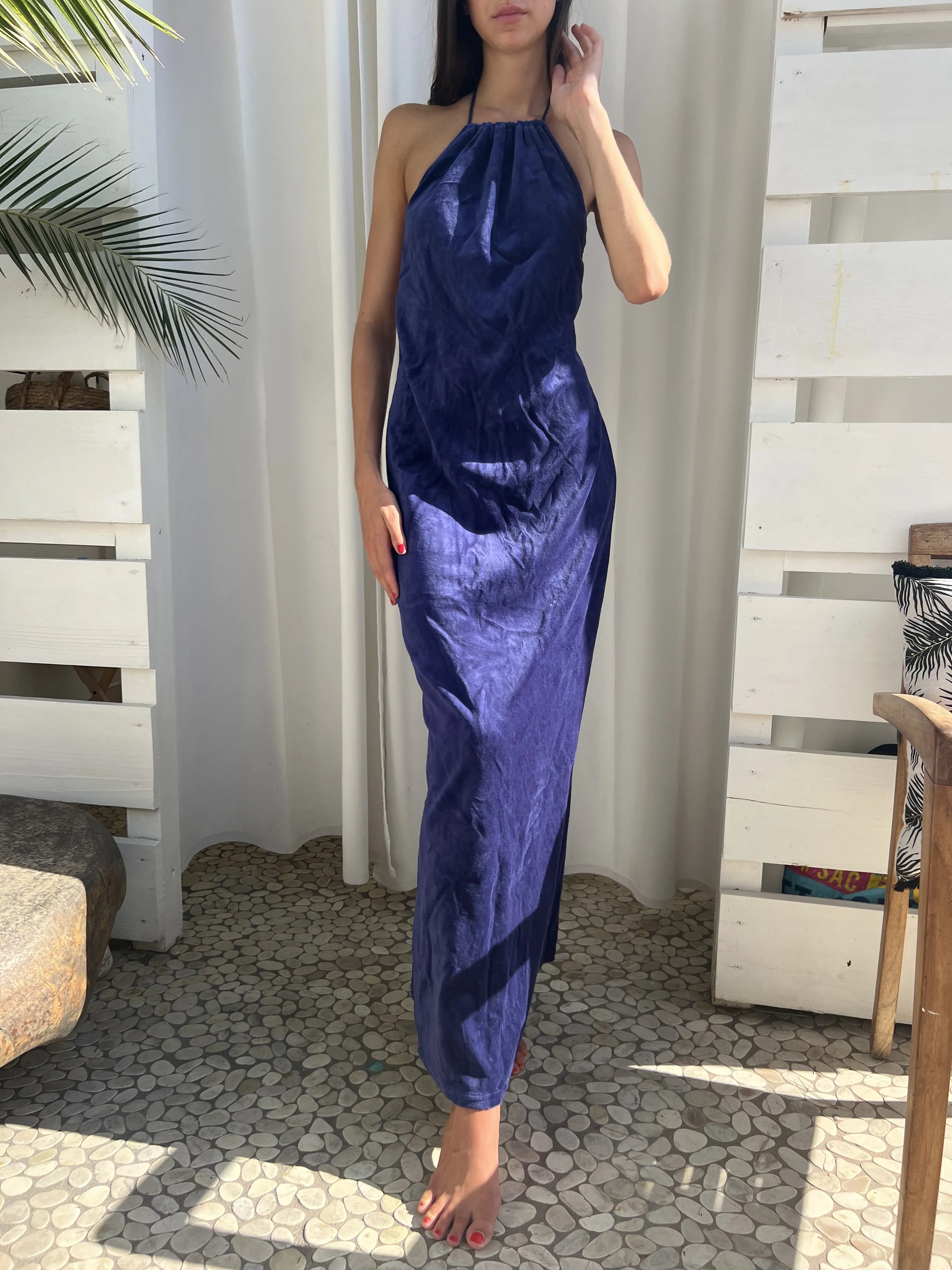 Robe Dos Nu Monica en velours éponge