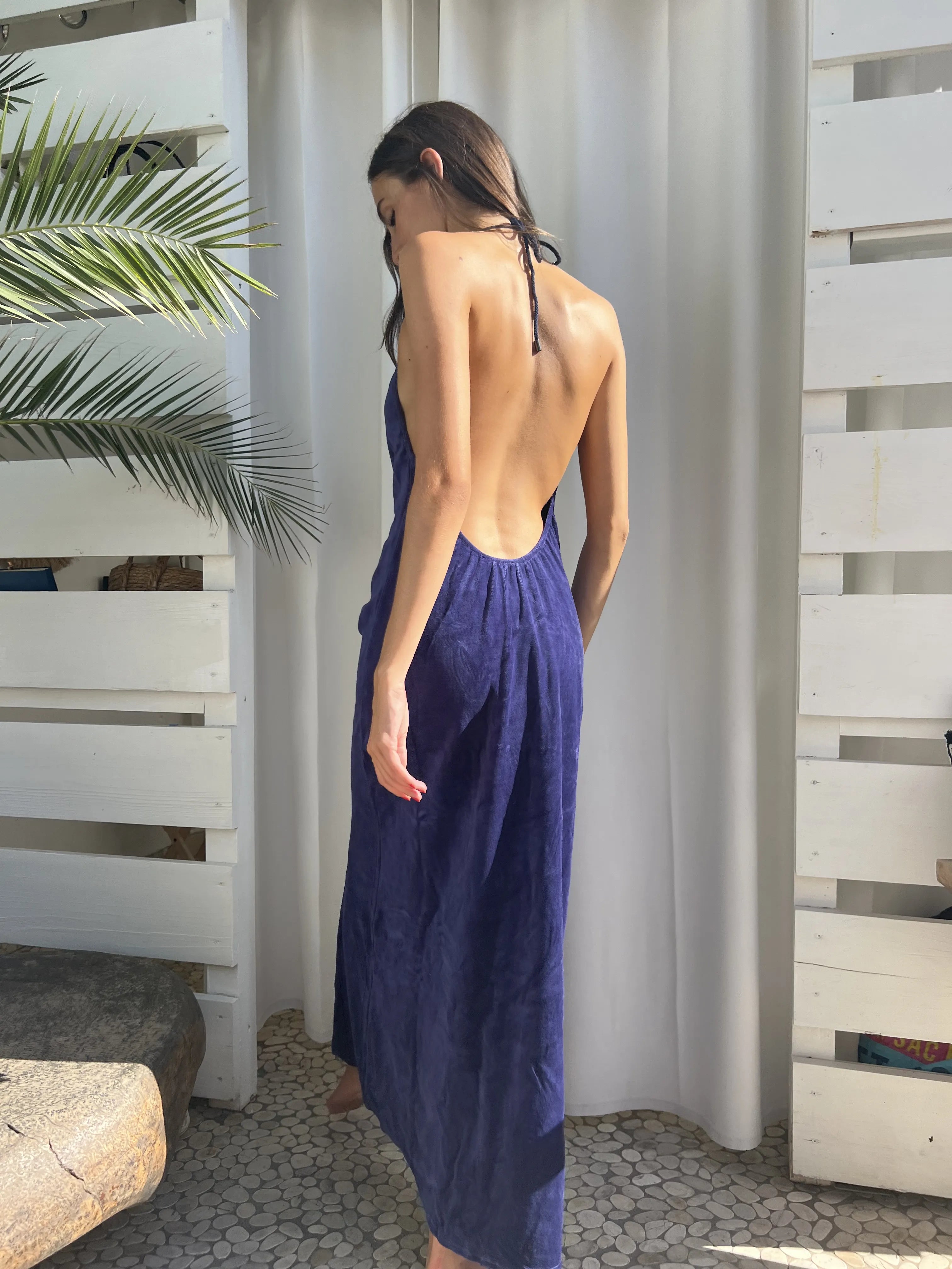 Robe Dos Nu Monica en velours éponge