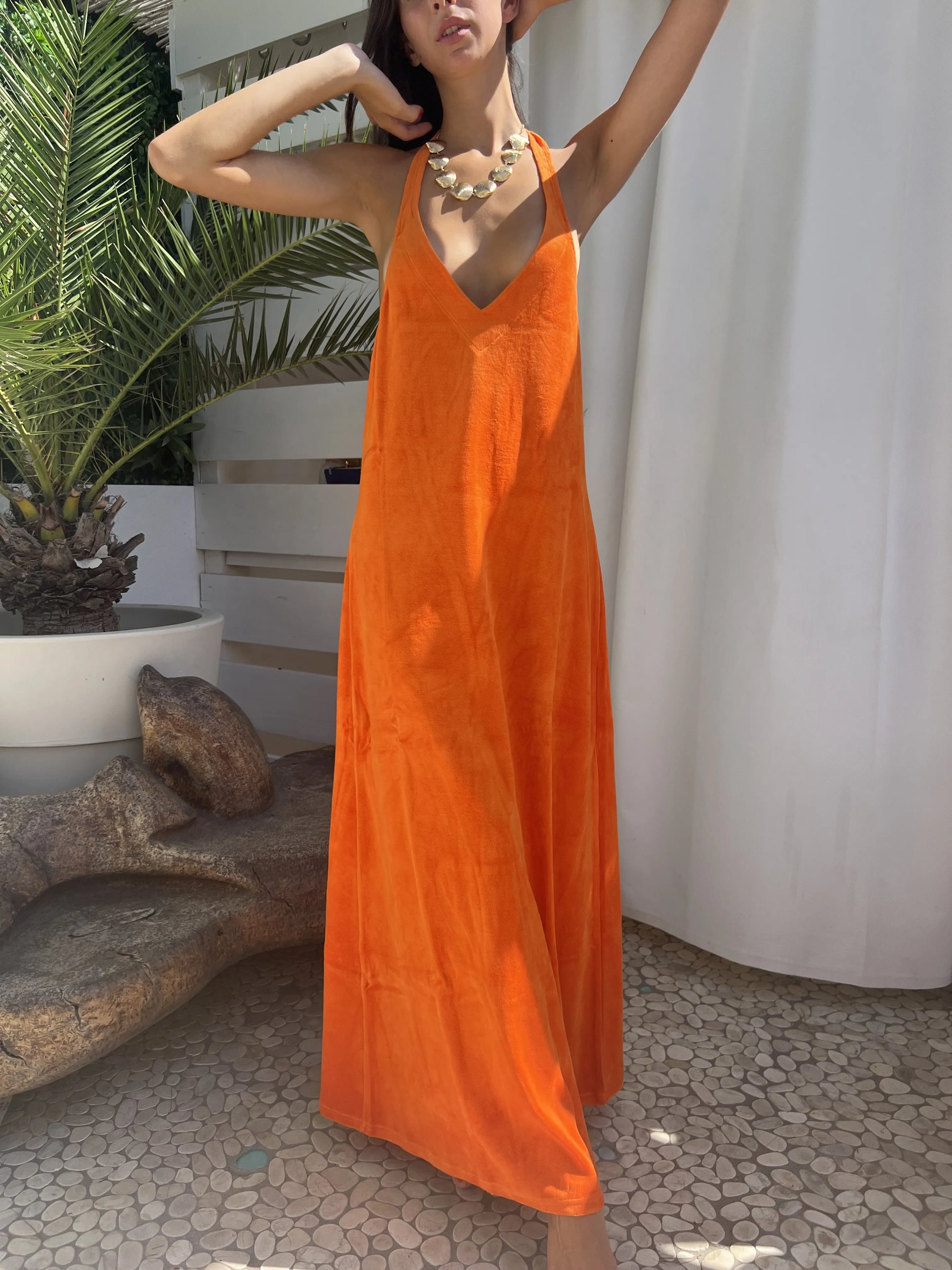 Mireille Backless Dress in Terry Cloth
