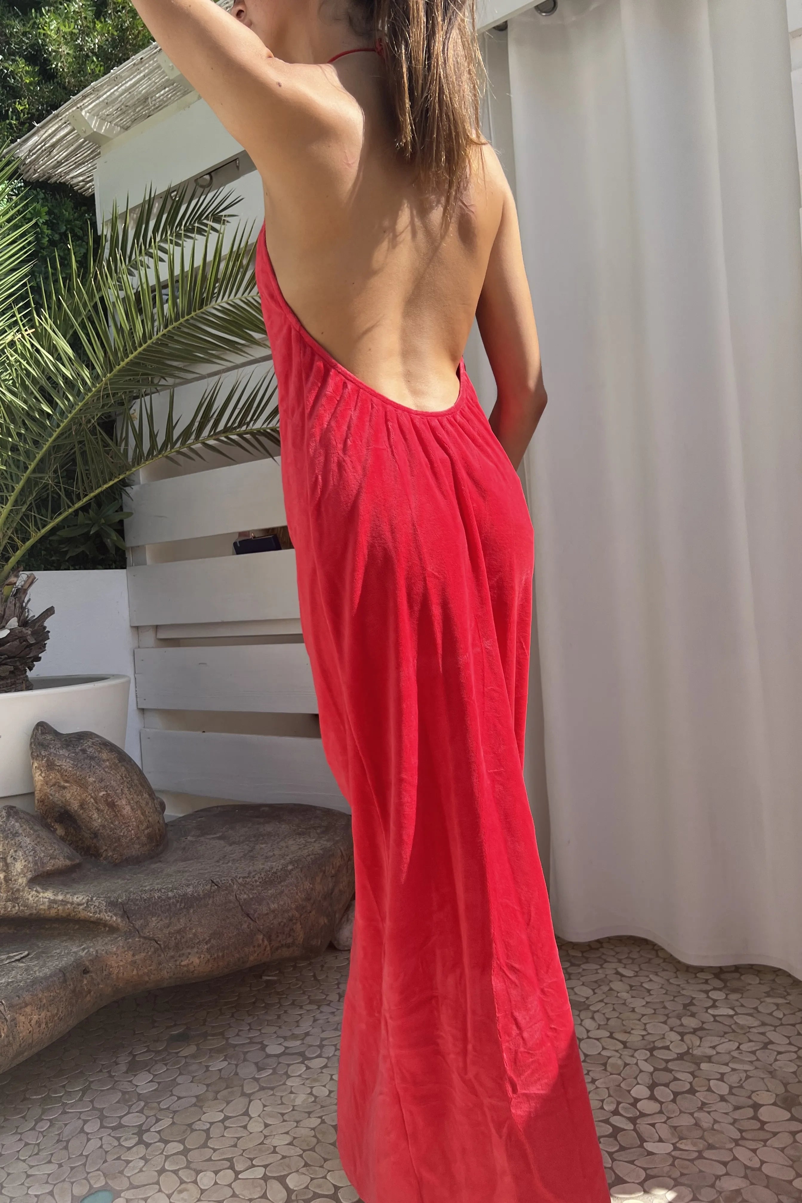 Robe Dos Nu Monica en velours éponge