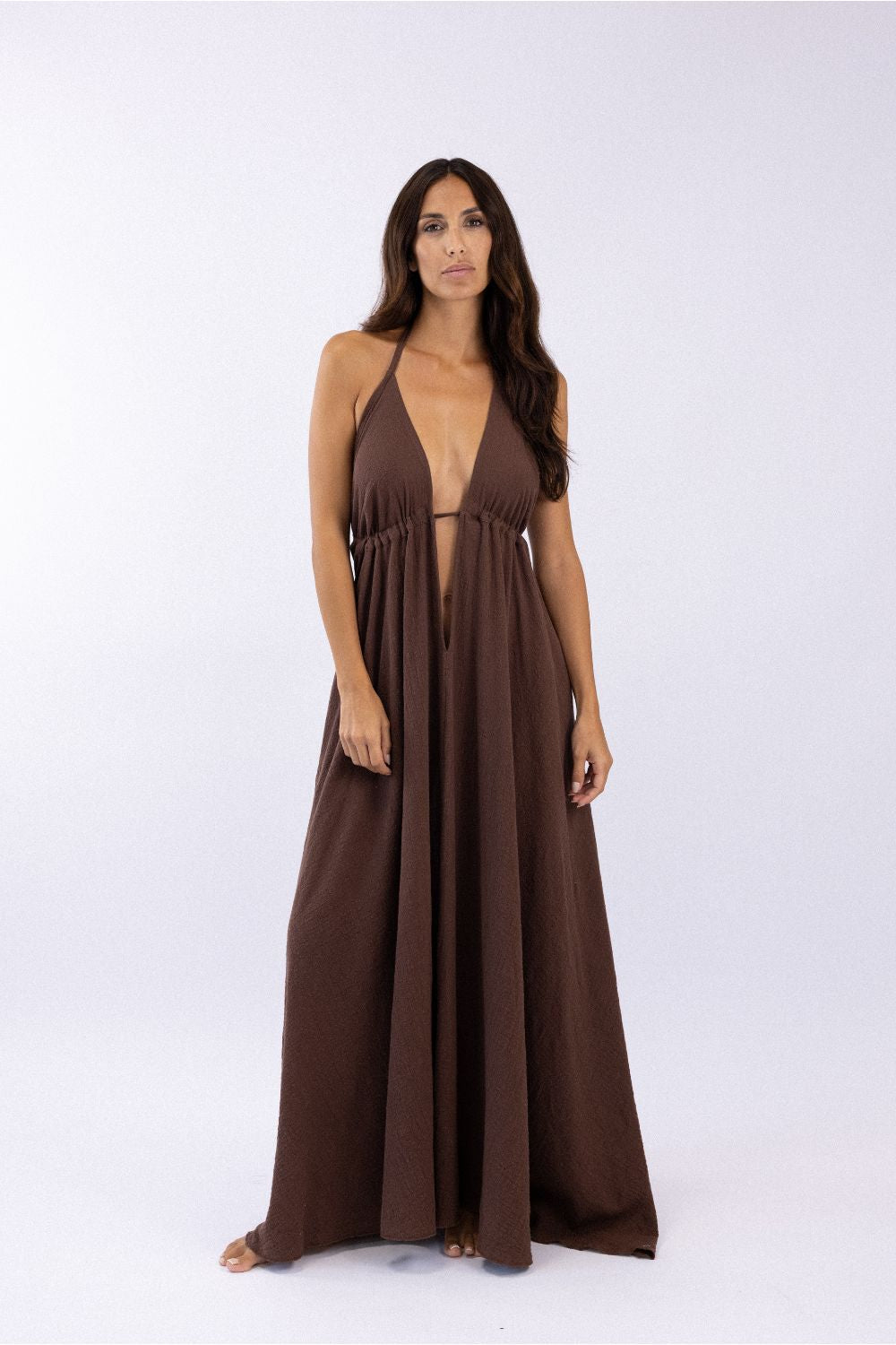 Robe dos nue Paraty - Chocolat