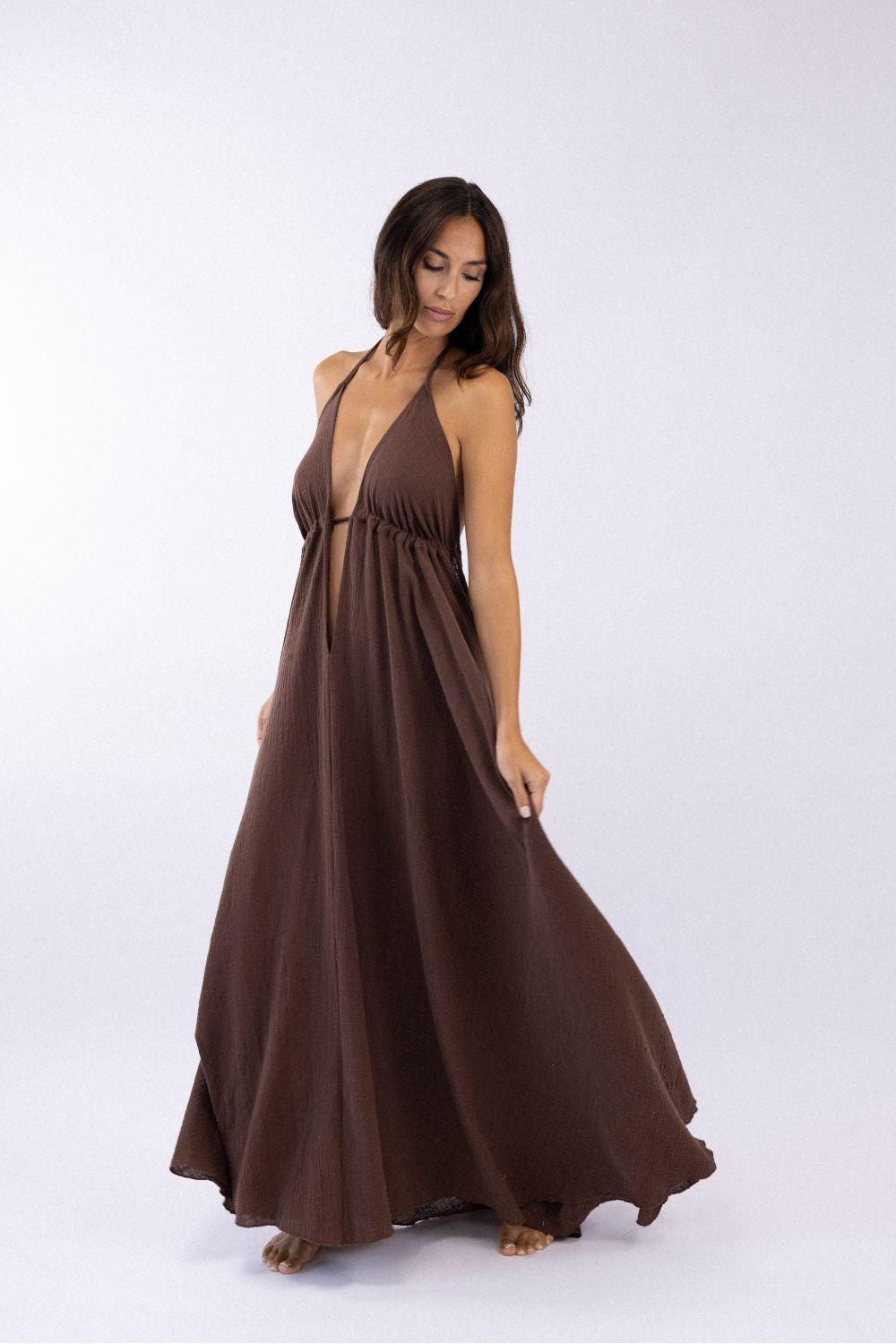 Robe dos nue Paraty - Chocolat