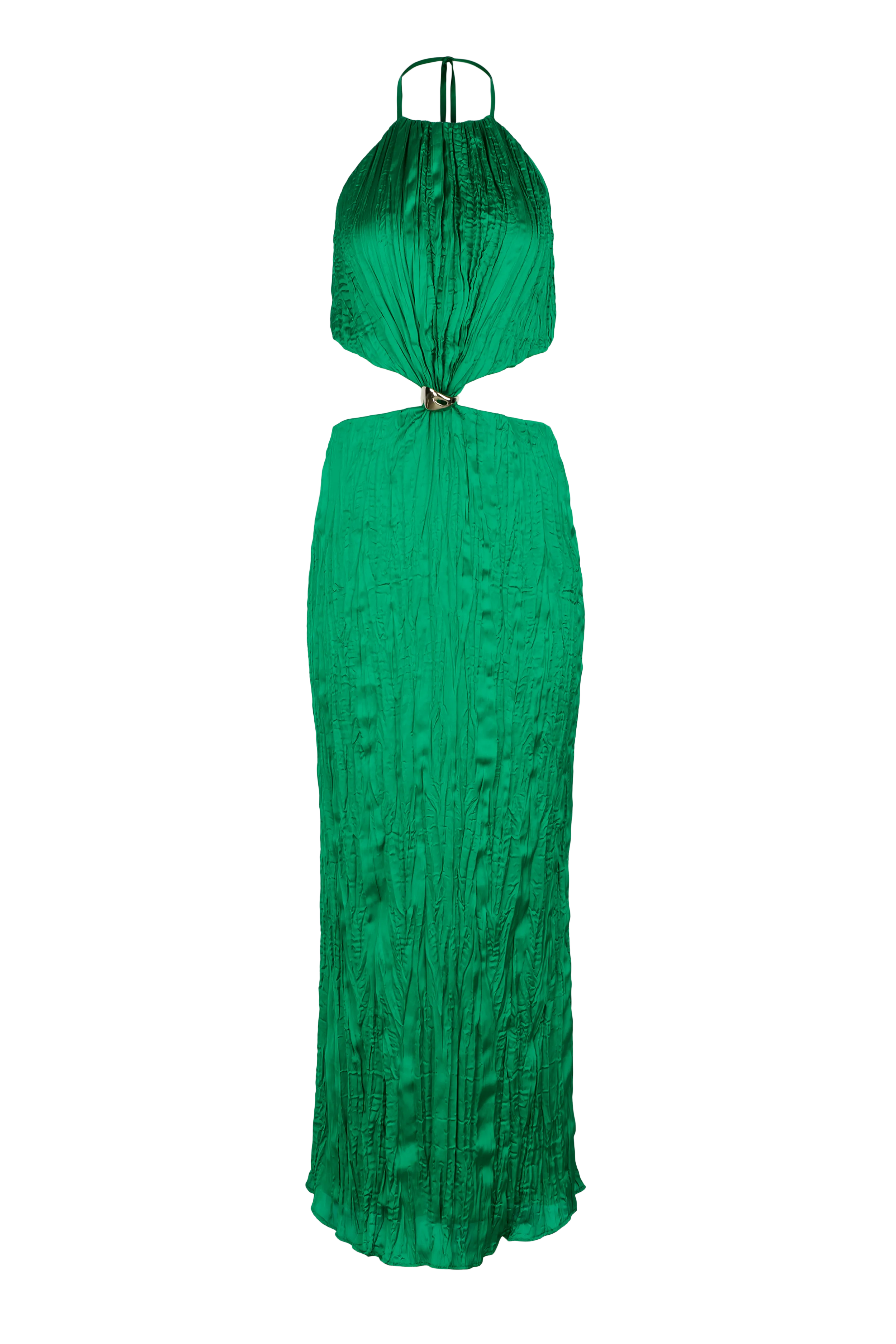 Robe longue en satin émeraude Lexi - Albahaca