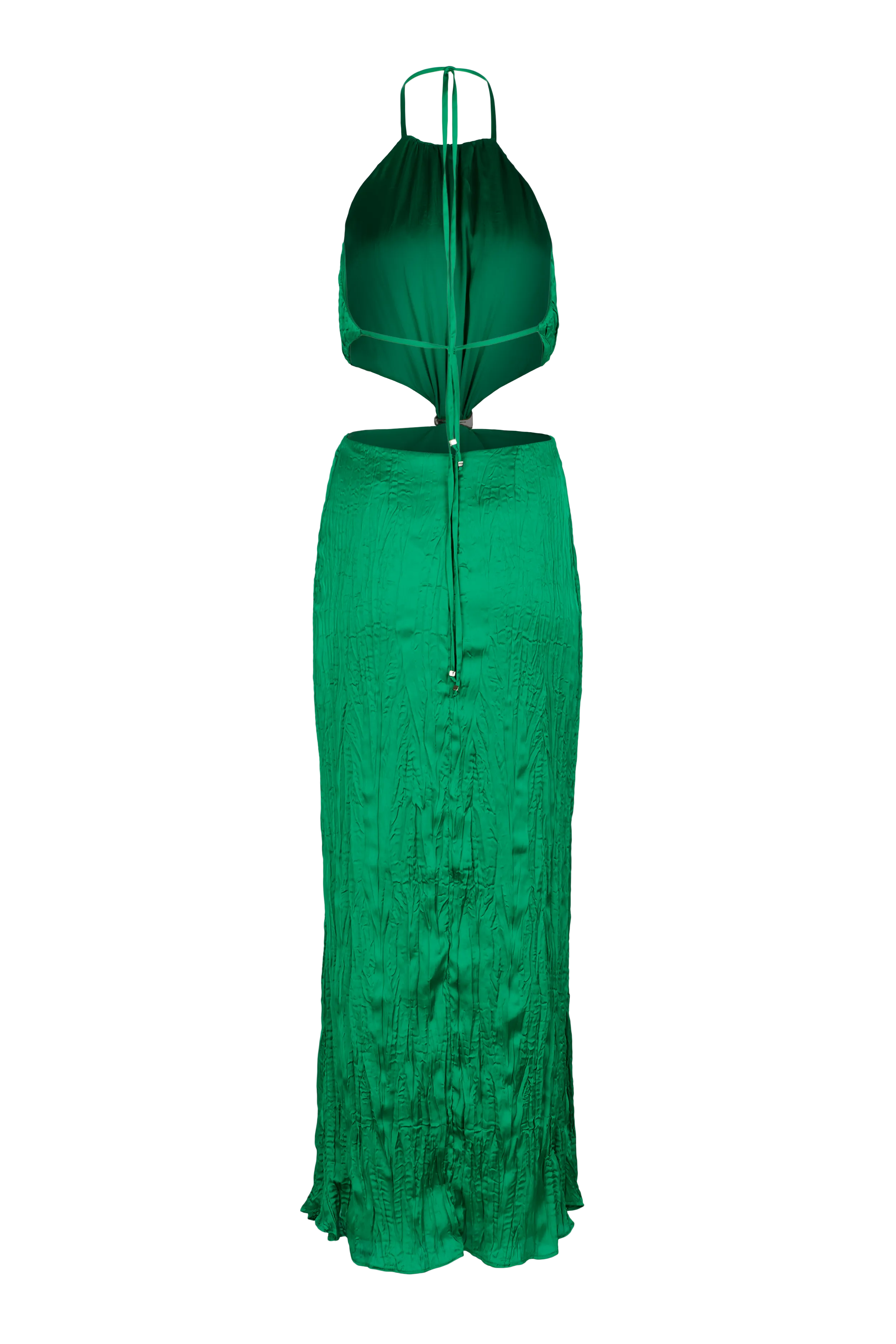 Robe longue en satin émeraude Lexi - Albahaca