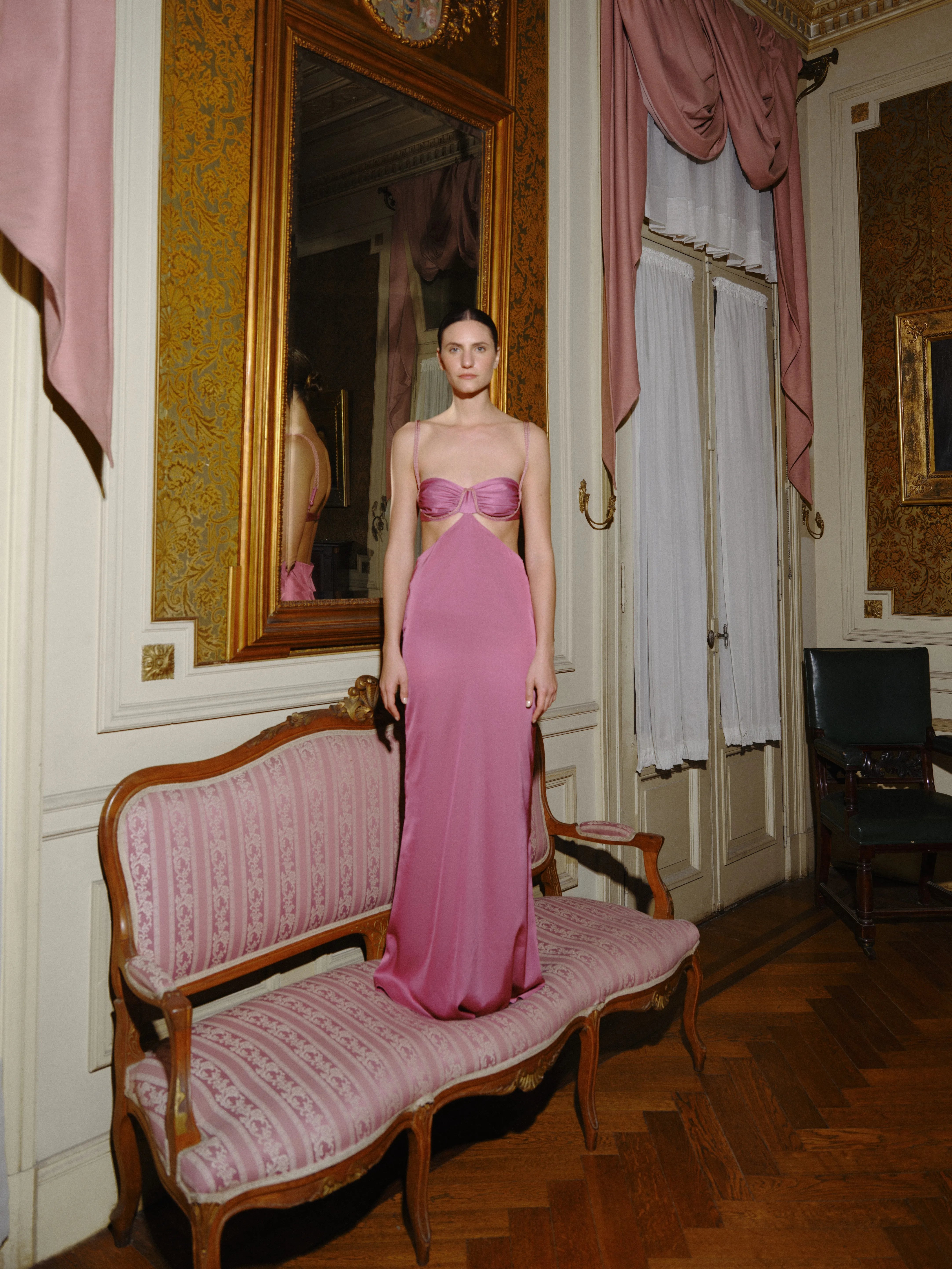 Robe balconnet en lycra rose Blush - Lula
