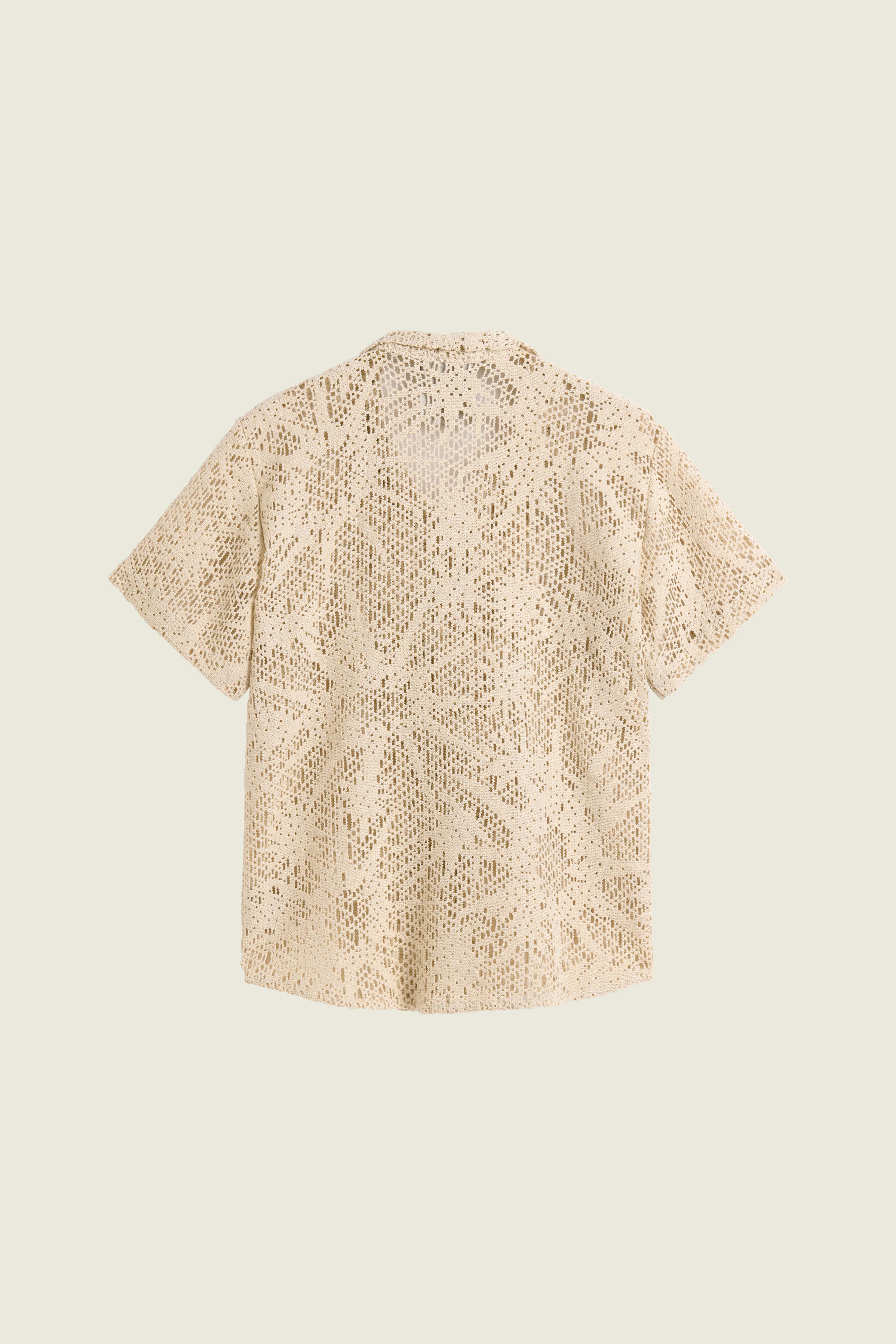 OAS - Chemise Cuba manches courtes en crochet écrue