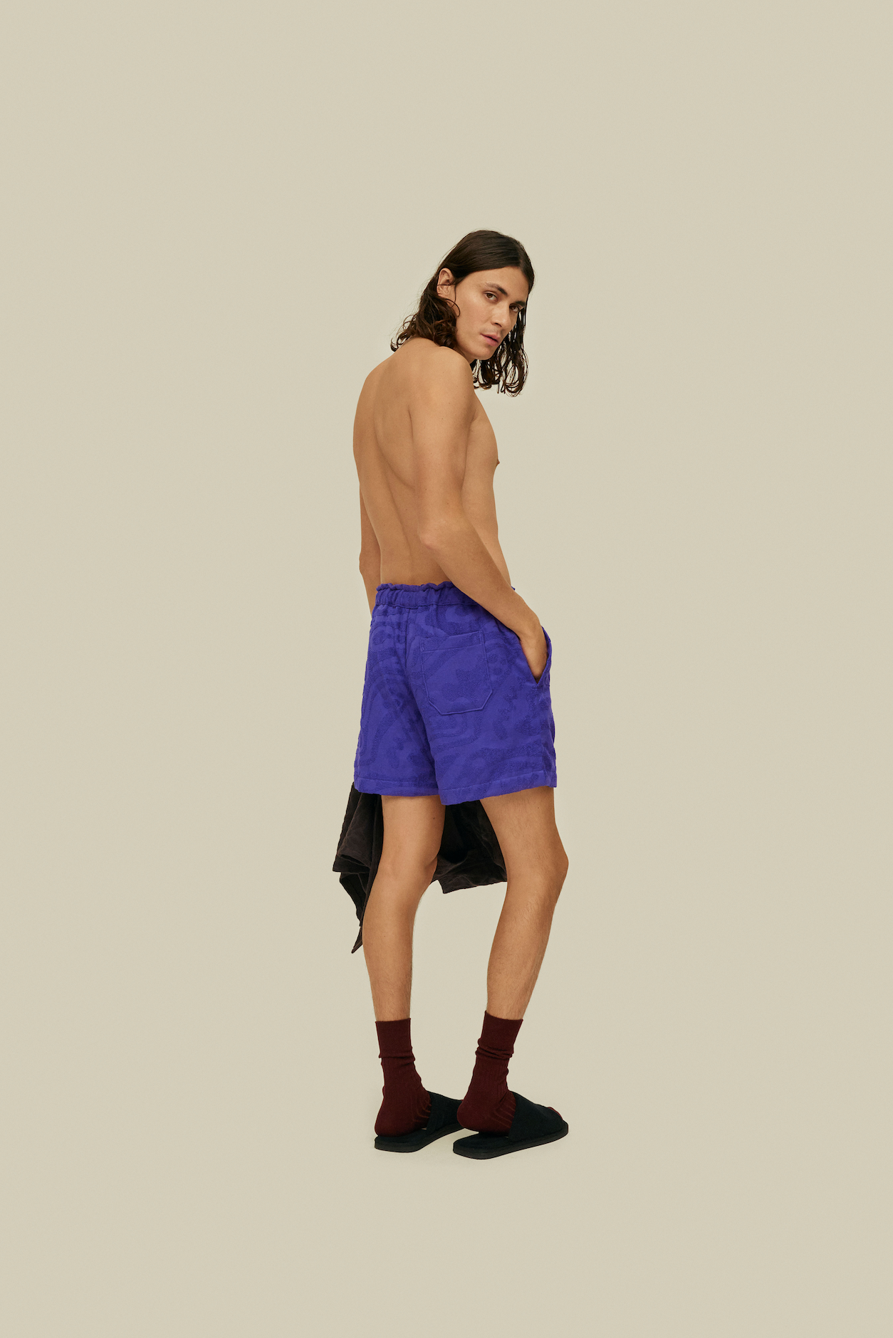 OAS Short Terry texture en eponge bleu
