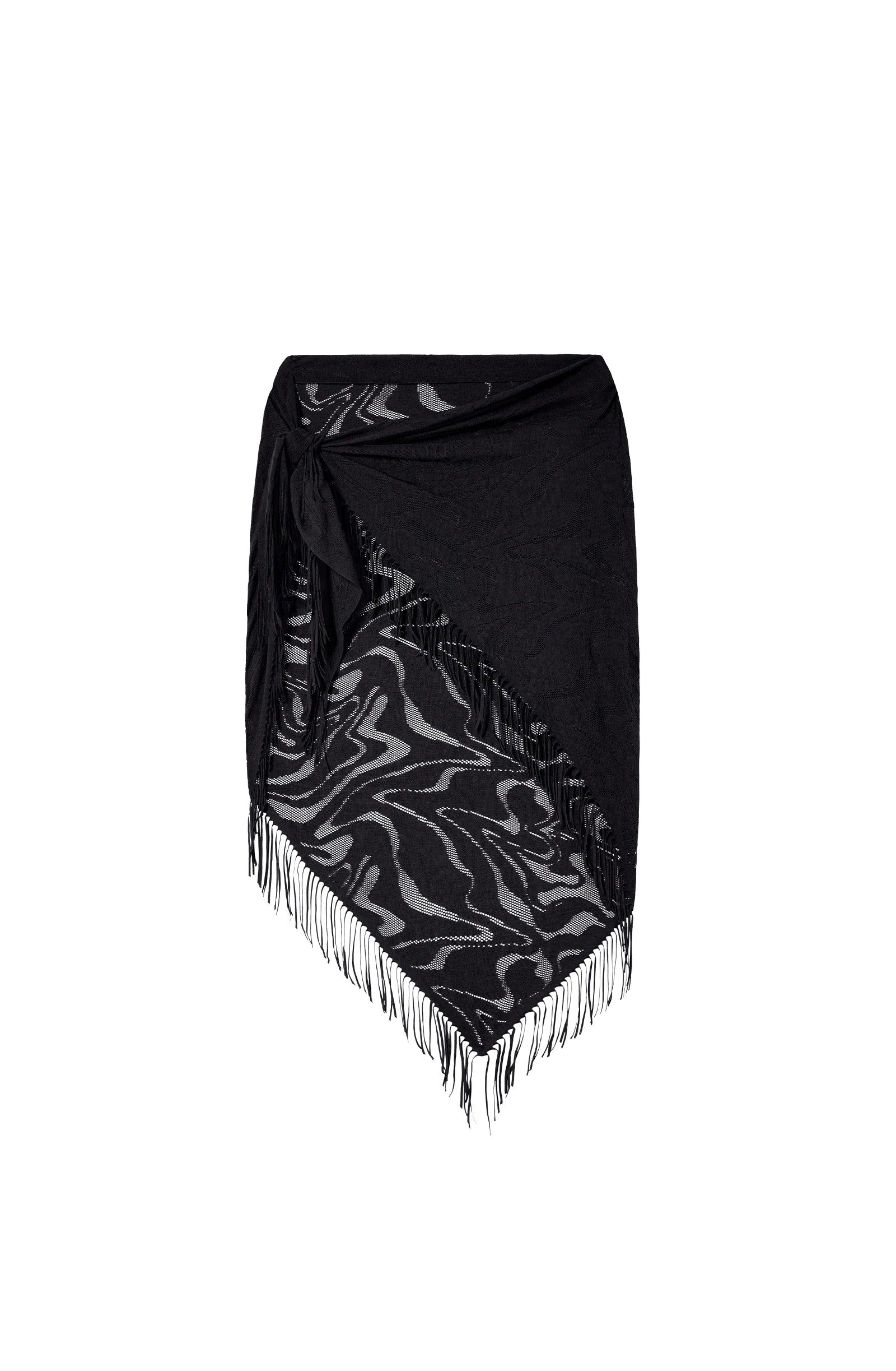 Trudy black lace fringed sarong Trudy