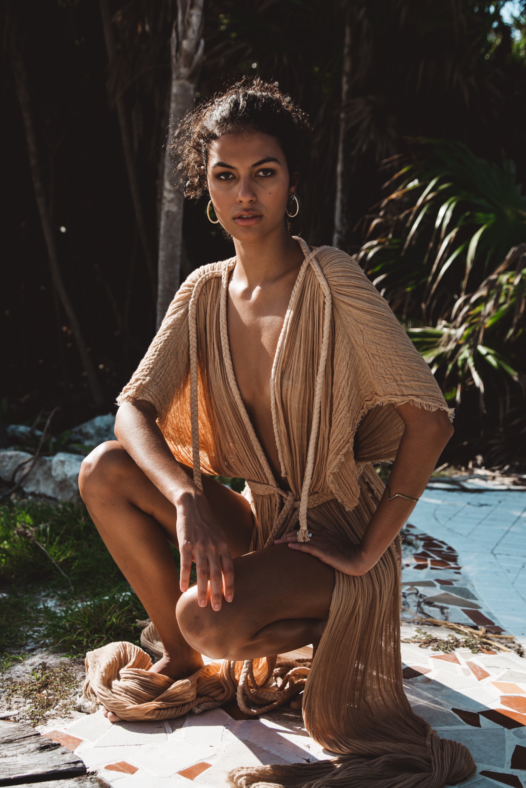 Robe longue fendue Era Sable