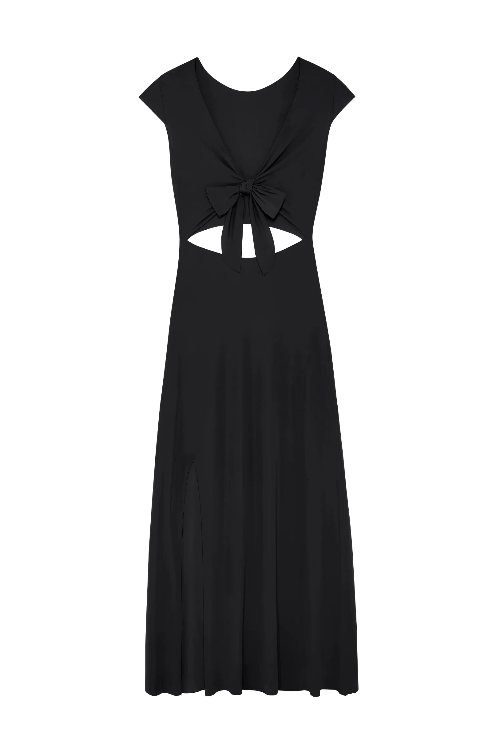 Kolil long black dress with cut-out midriff