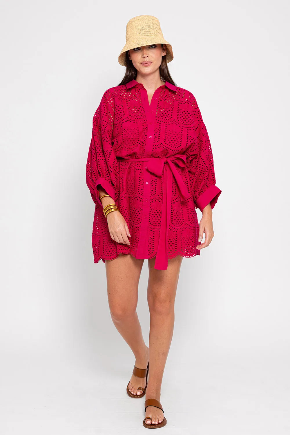 Florine lace shirt dress with belt