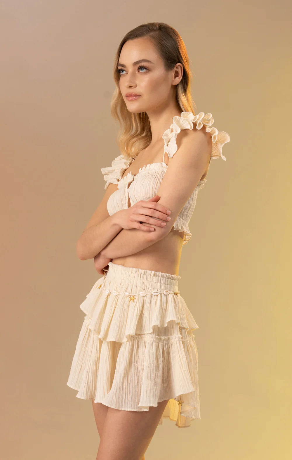 jupe bianca a volants creme