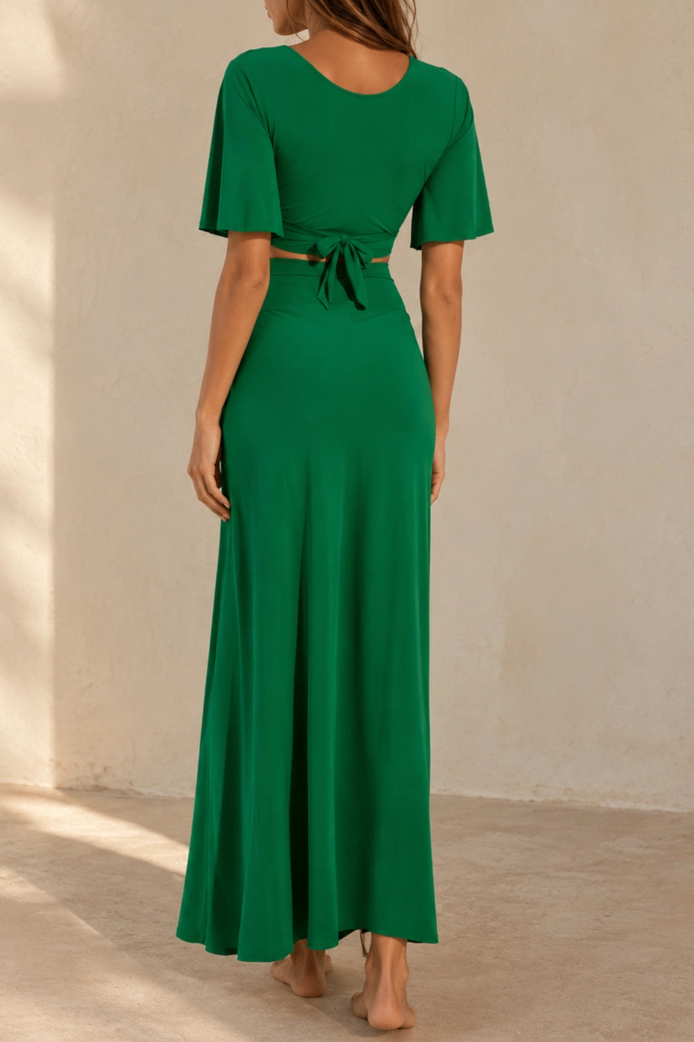 Judie long wrap skirt in stretch voile